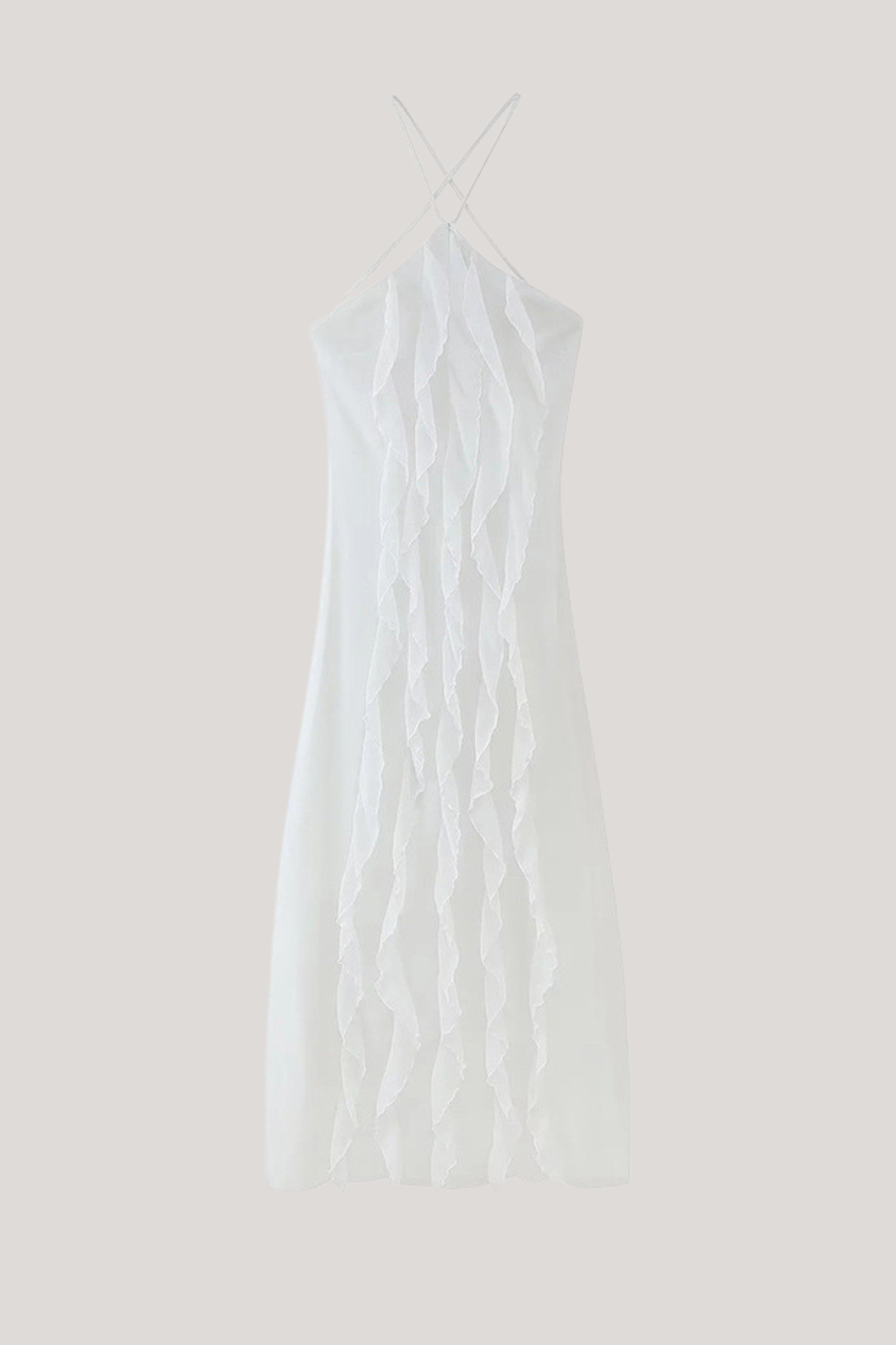 Bice Ruffle Mesh Backless Maxi Dress