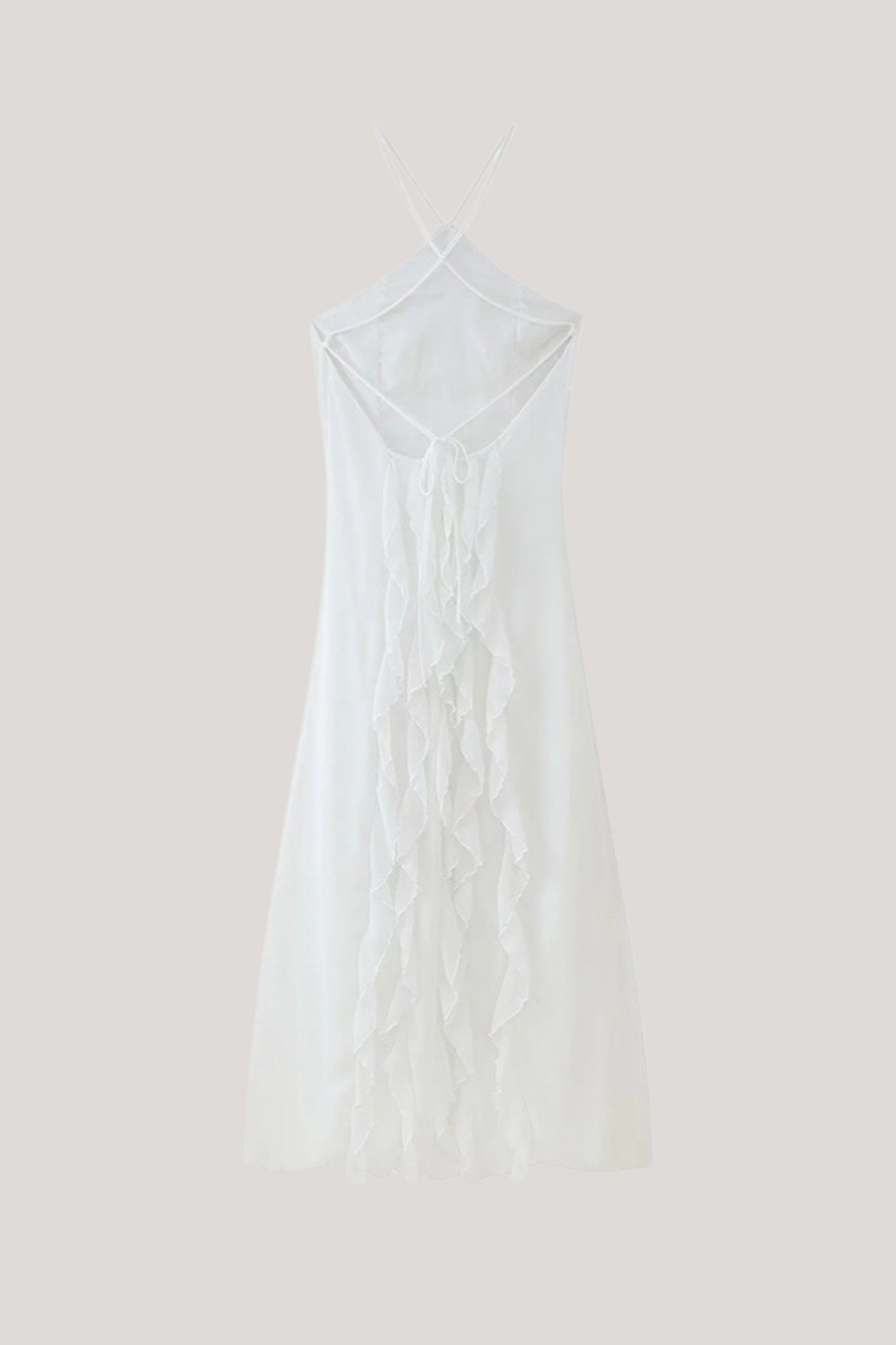 Bice Ruffle Mesh Backless Maxi Dress