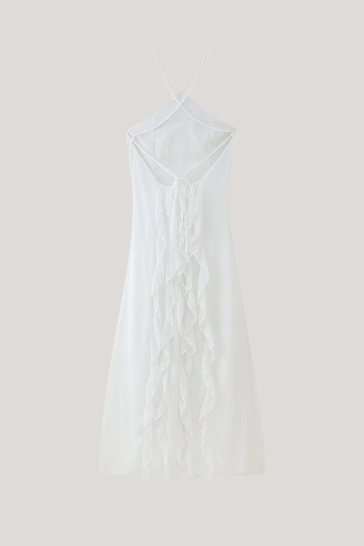 Bice Ruffle Mesh Backless Maxi Dress