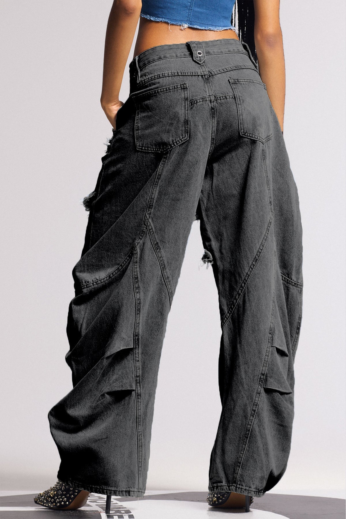 Biel Deconstruct Baggy Jeans In Black