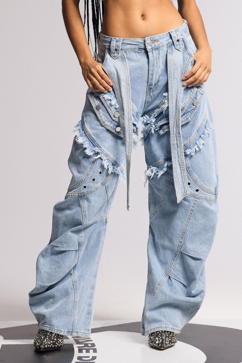 Biel Deconstruct Baggy Jeans In Blue