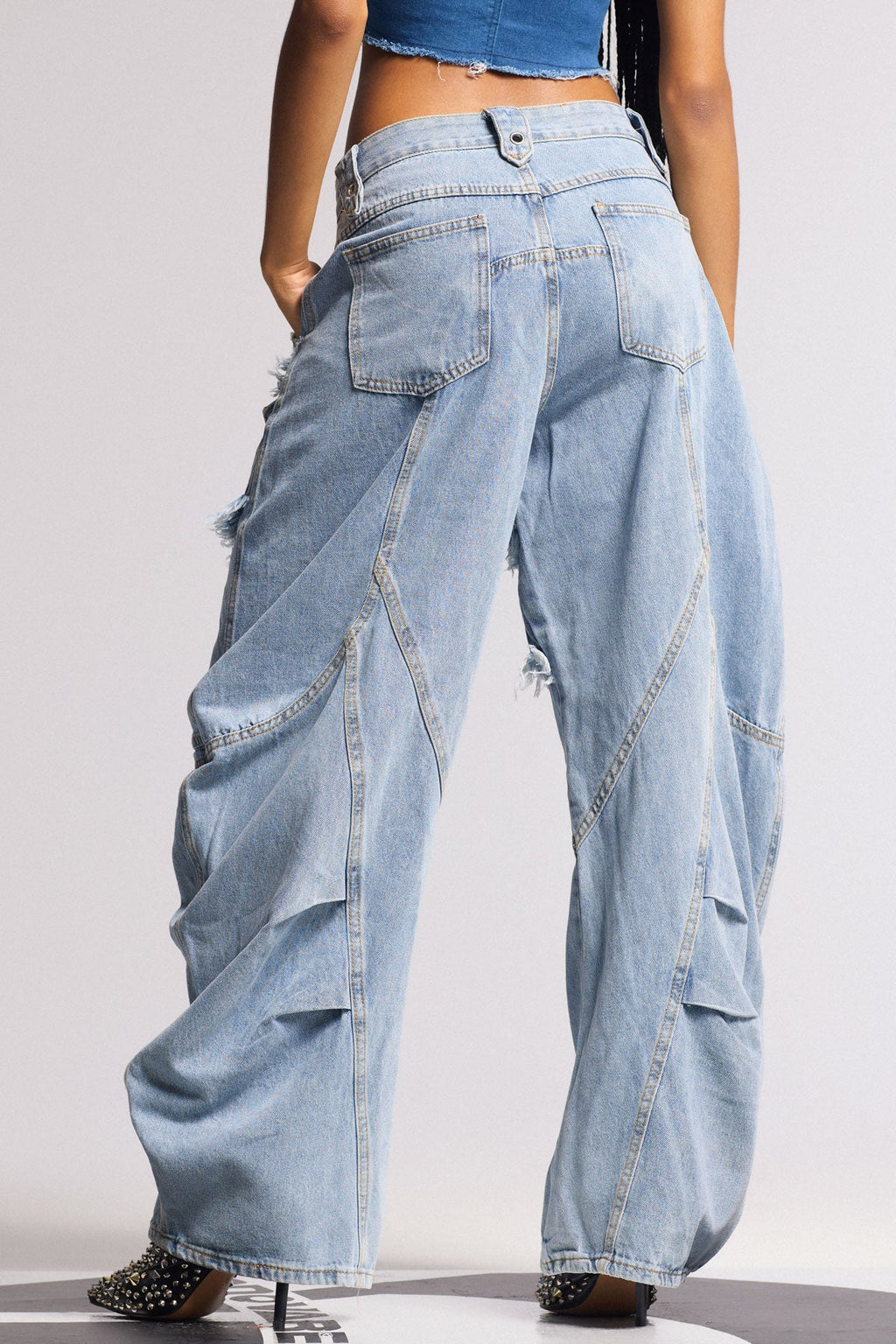 Biel Deconstruct Baggy Jeans In Blue