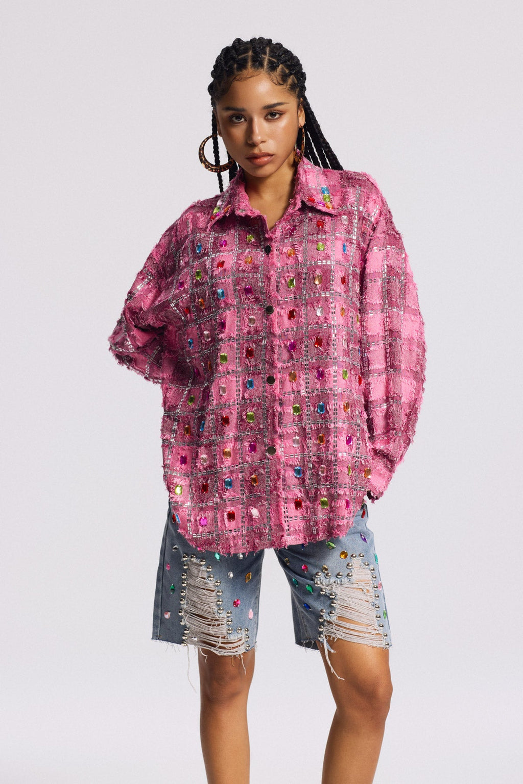 Bine Crystal Plaid Shirt