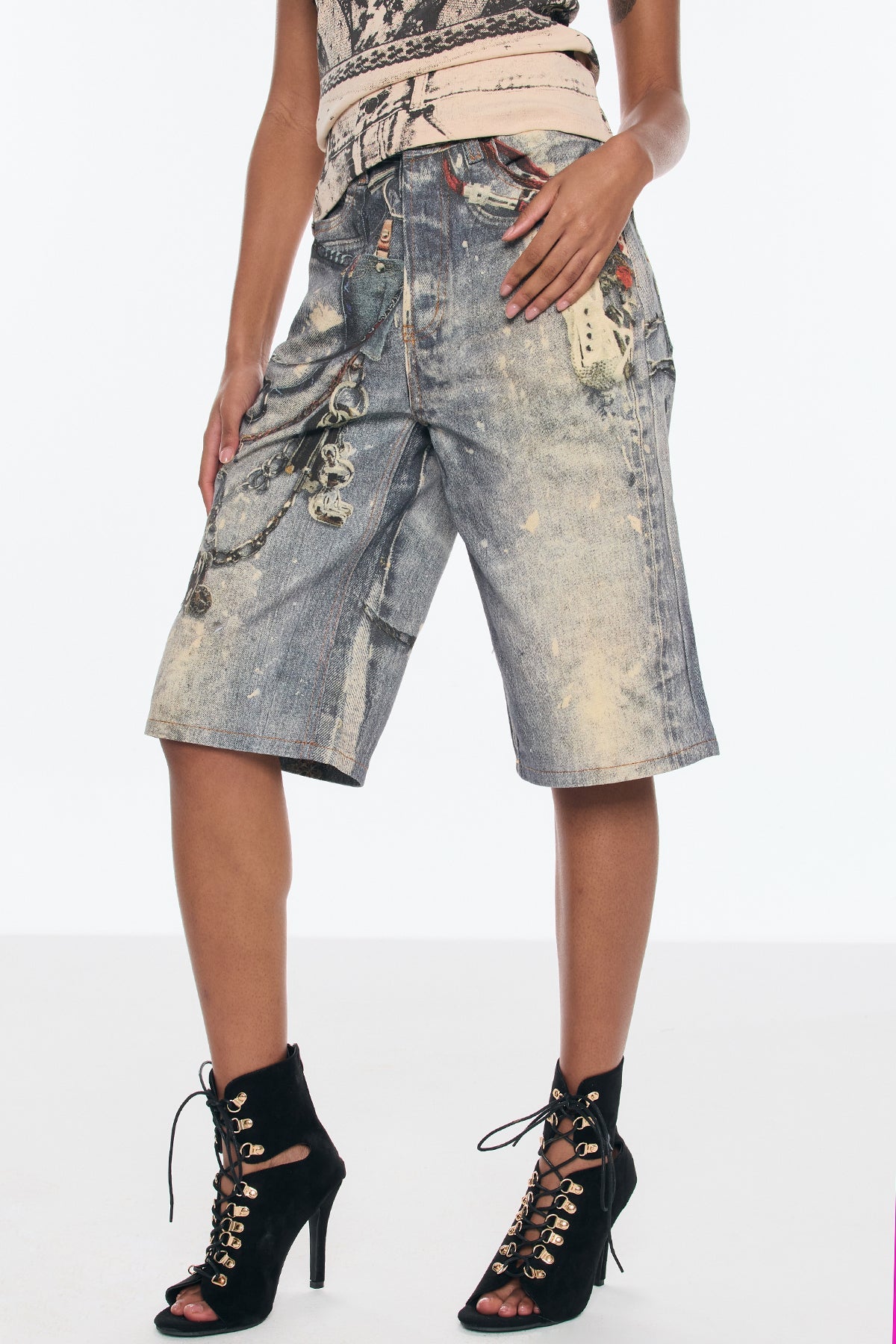 Birdie Print Midi Jeans