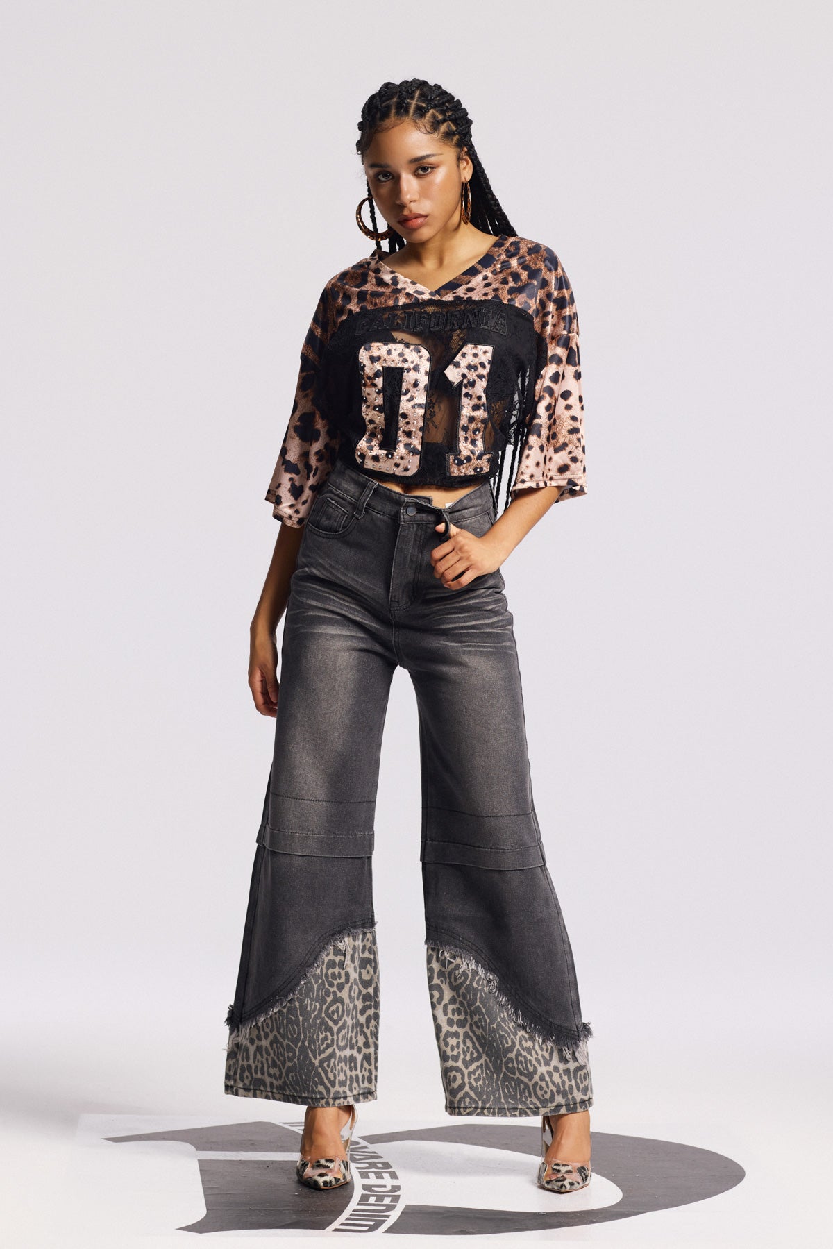 Birgit Leopard Bleached Jeans