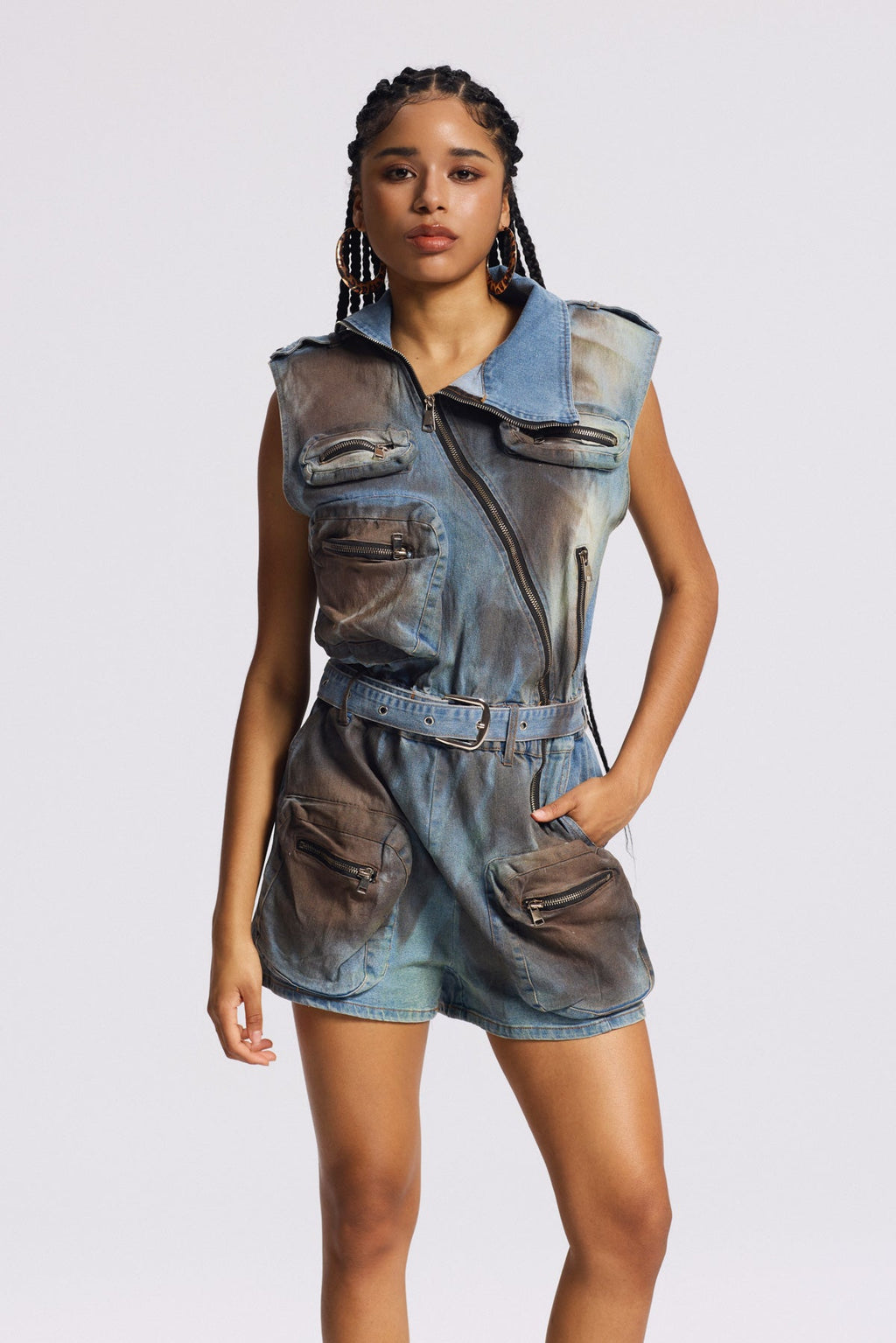 Birgitte Asymmetric Bleached Pocket Jumpsuit