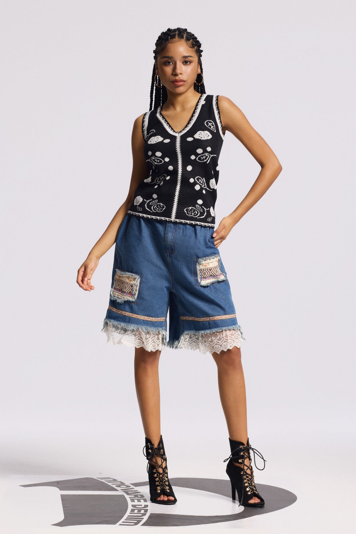 Birkir Lace Fringe Midi Jeans