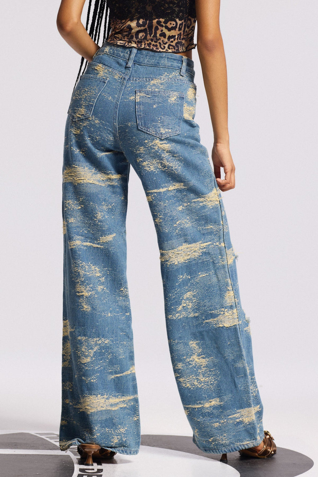 Bistra Tie Dye Ripped Straight Jeans In Blue