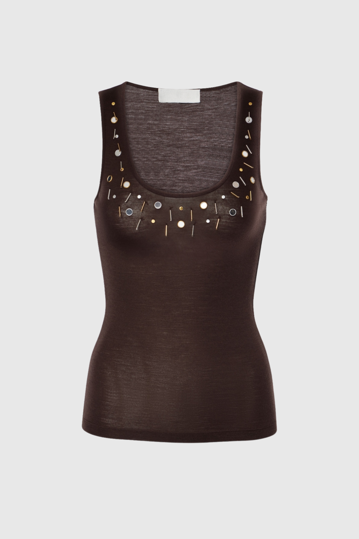 Bjǫrg Embellished Sleeveless Top In Brown