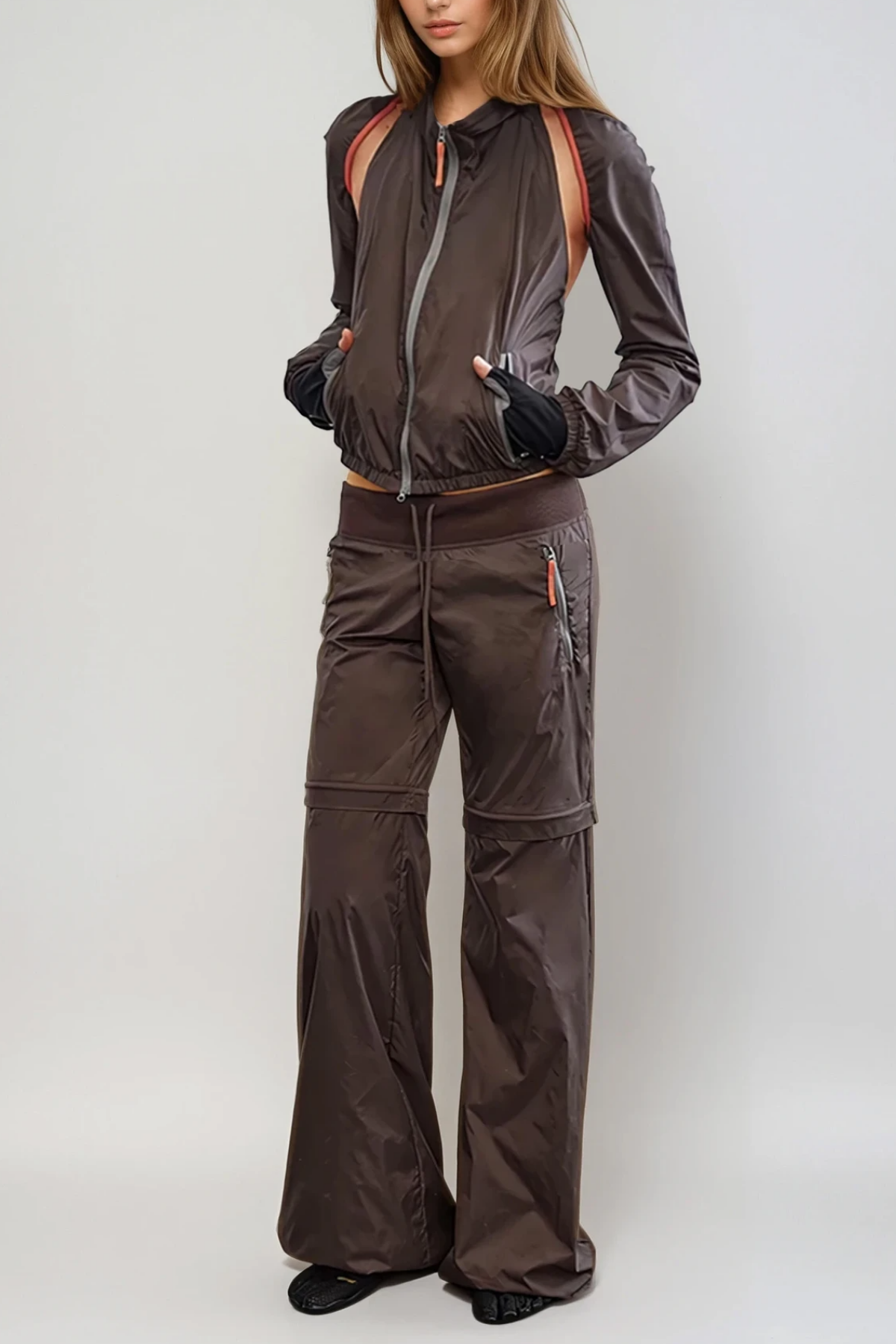 Blaga Deconstruct Cutout Pants Set In Brown