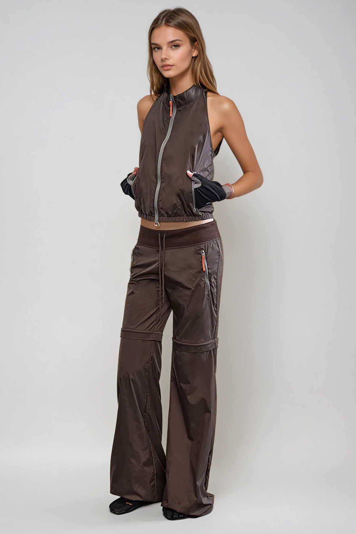 Blaga Deconstruct Cutout Pants Set In Brown