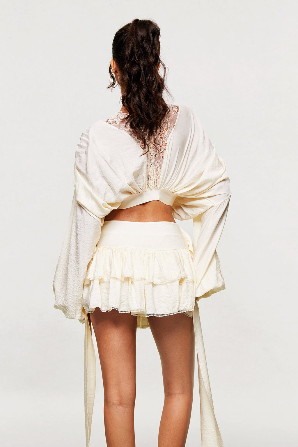 Blagovest Lace Ruch Ruffle Skirt Set