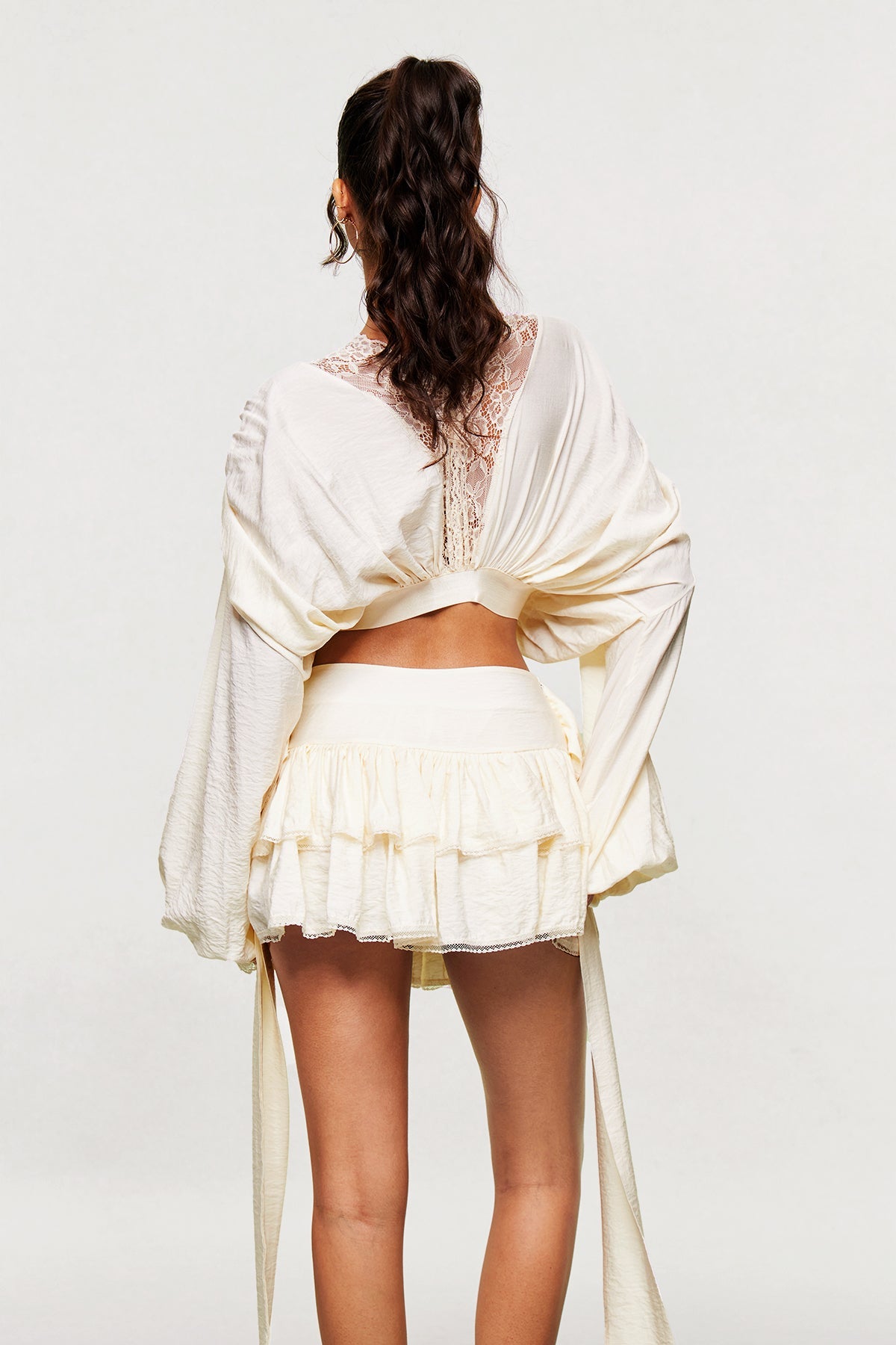 Blagovest Lace Ruch Ruffle Skirt Set