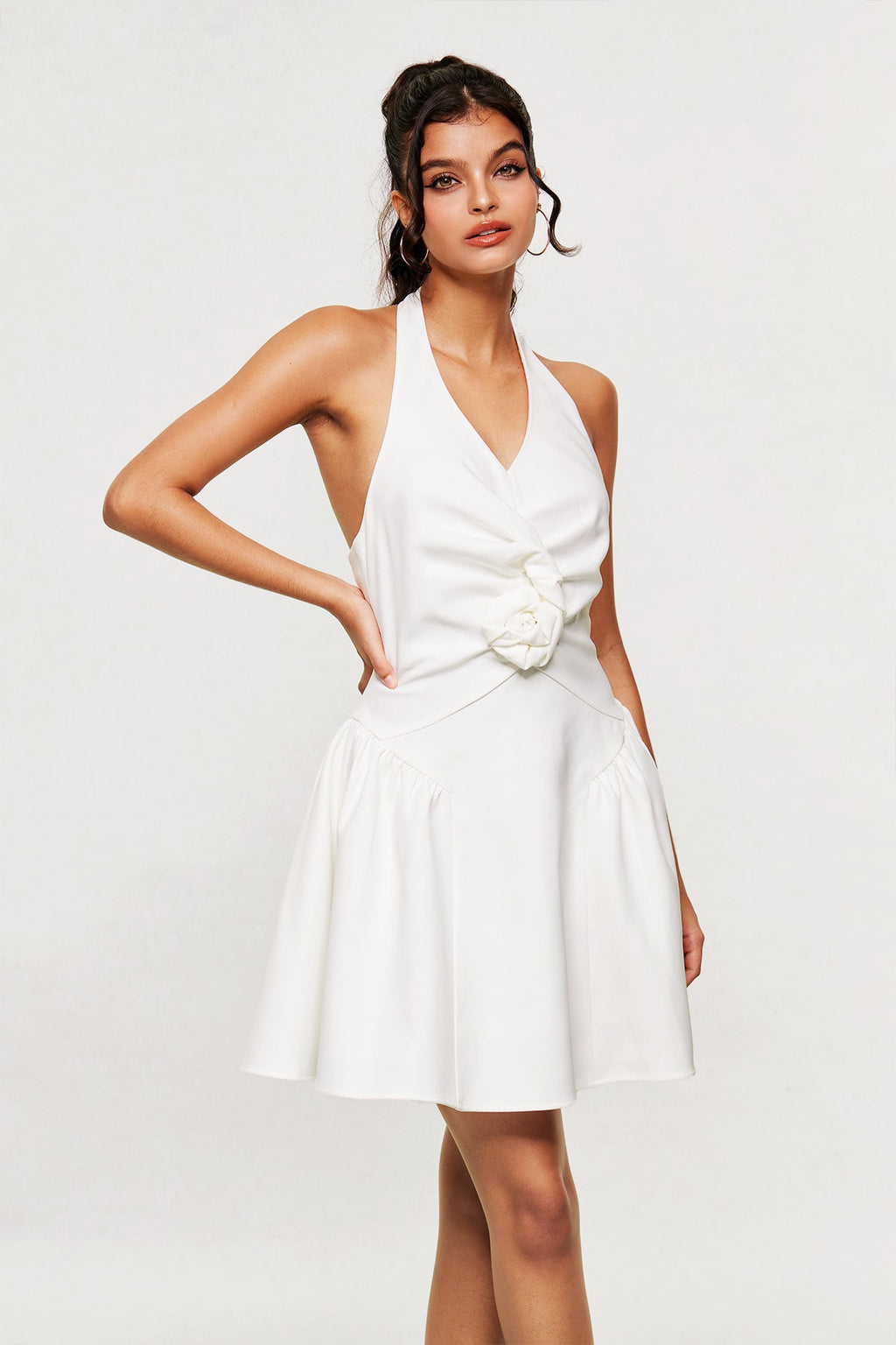 Blaguna Flower Halter Neck Mini Dress