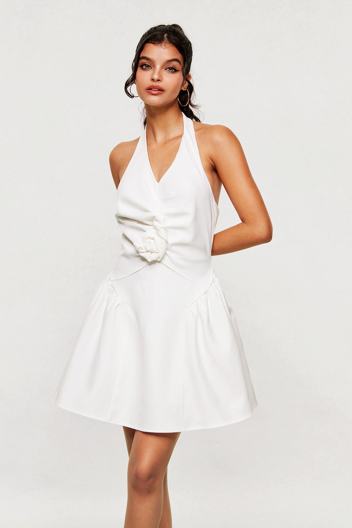 Blaguna Flower Halter Neck Mini Dress