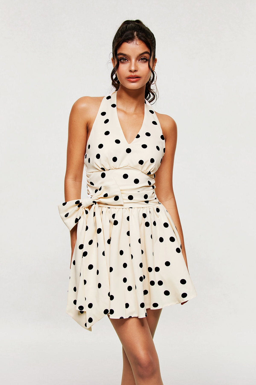 Blai Dot Bow Ruffle Mini Dress