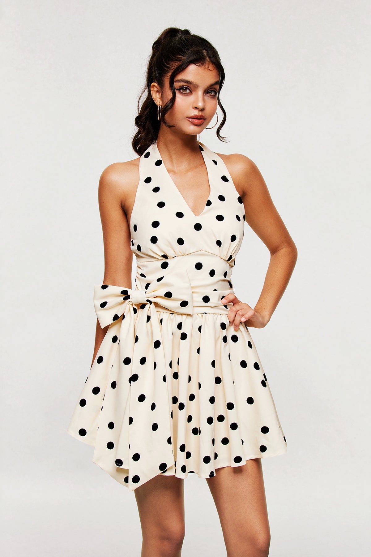 Blai Dot Bow Ruffle Mini Dress