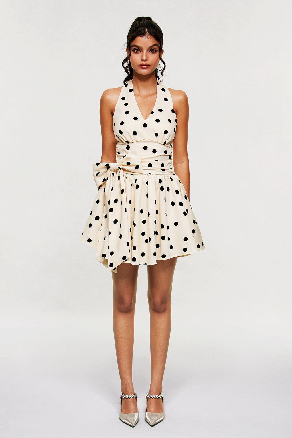 Blai Dot Bow Ruffle Mini Dress