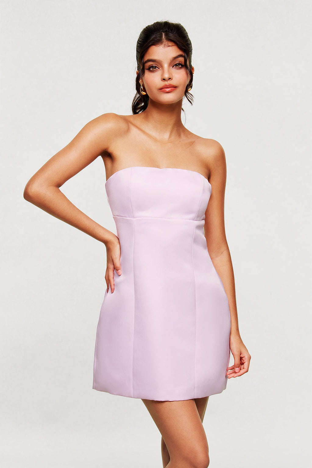 Blanche Strapless Mini Dress In Pink