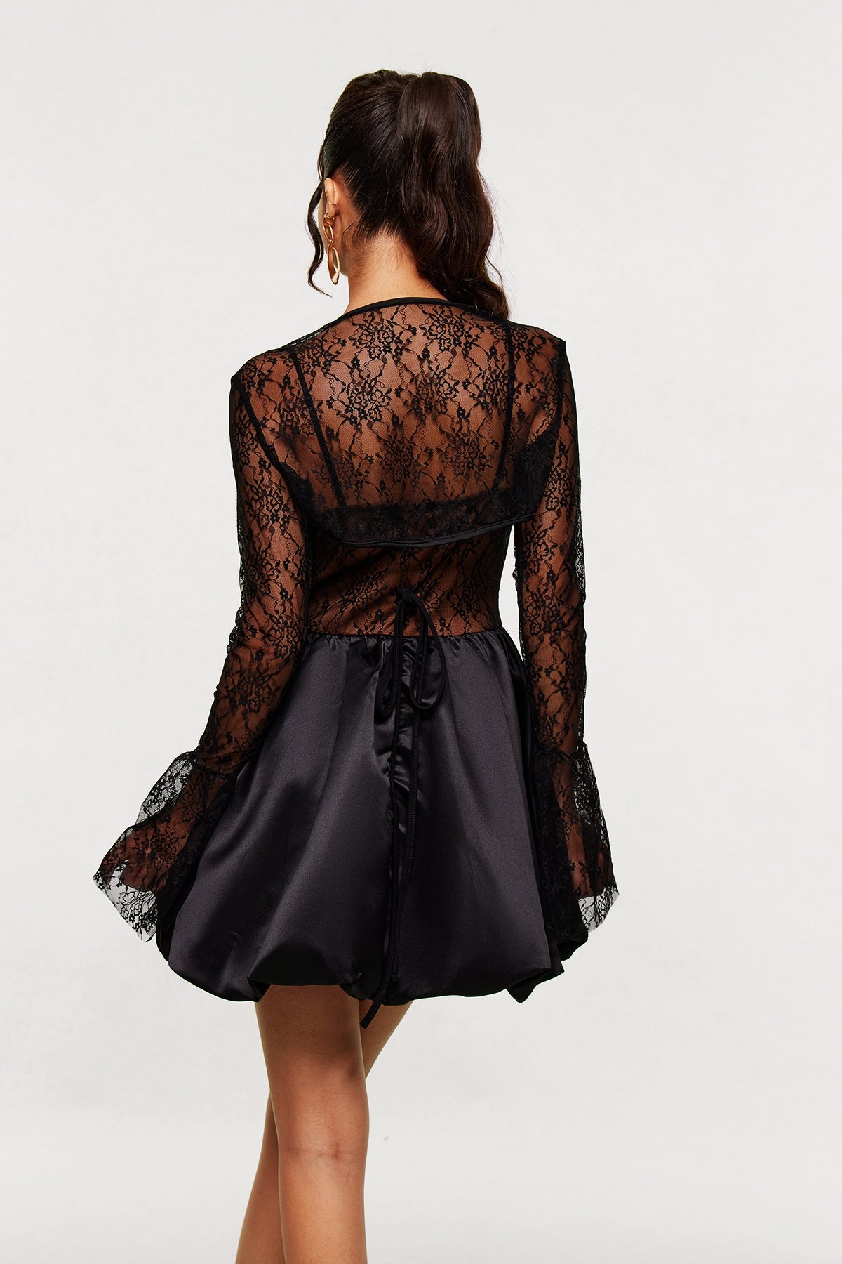 Blerim Lace Corset Puffy Mini Dress