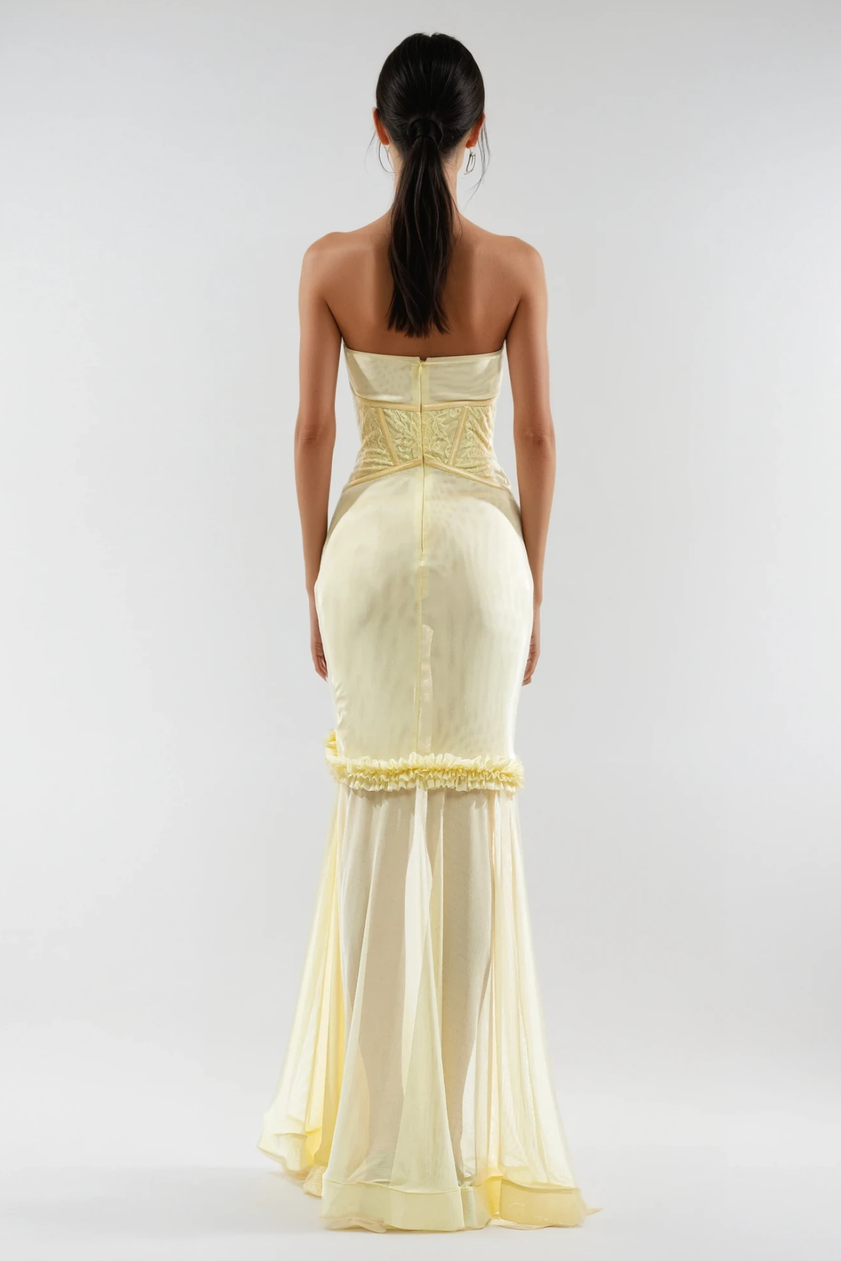 Blodeuedd Cutout Mesh Corset Maxi Dress