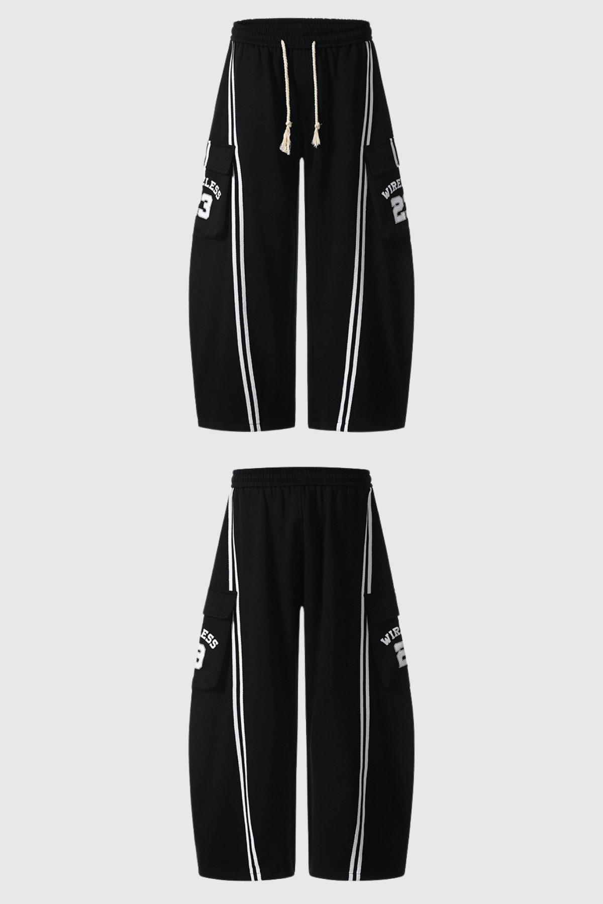 Blodwen Stripe Wide Leg Pants In Black