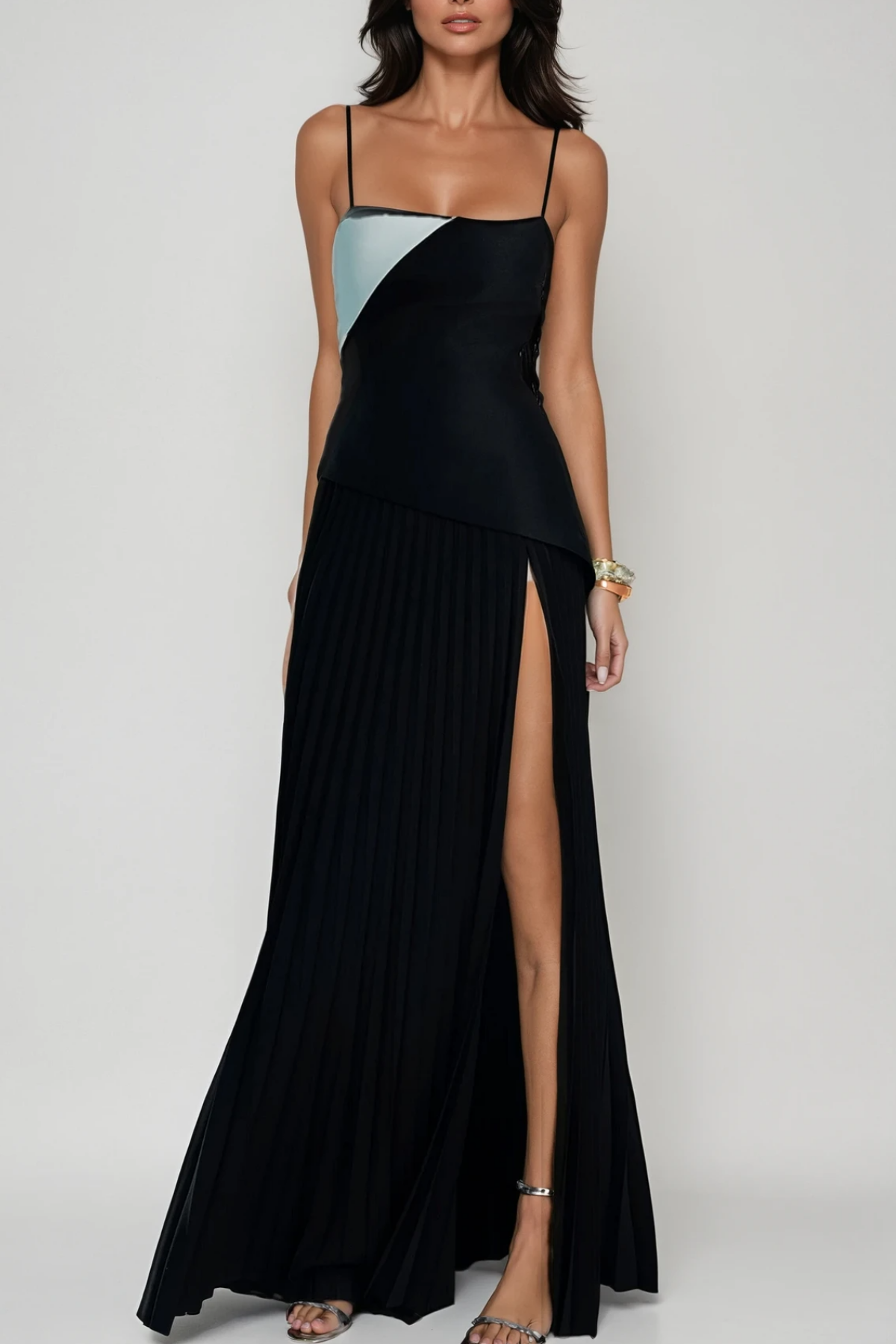 Bobur Spaghetti Split Maxi Dress