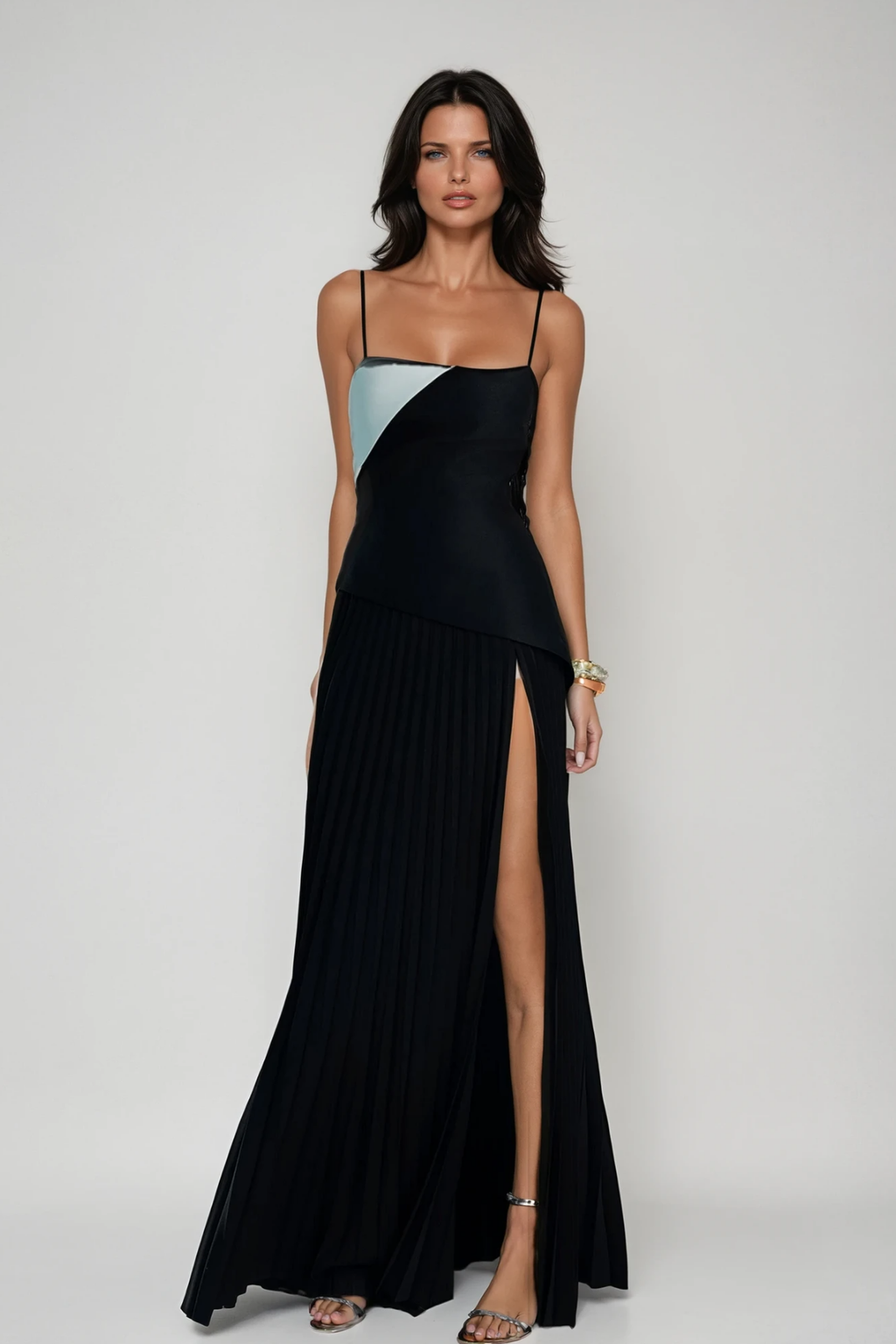 Bobur Spaghetti Split Maxi Dress