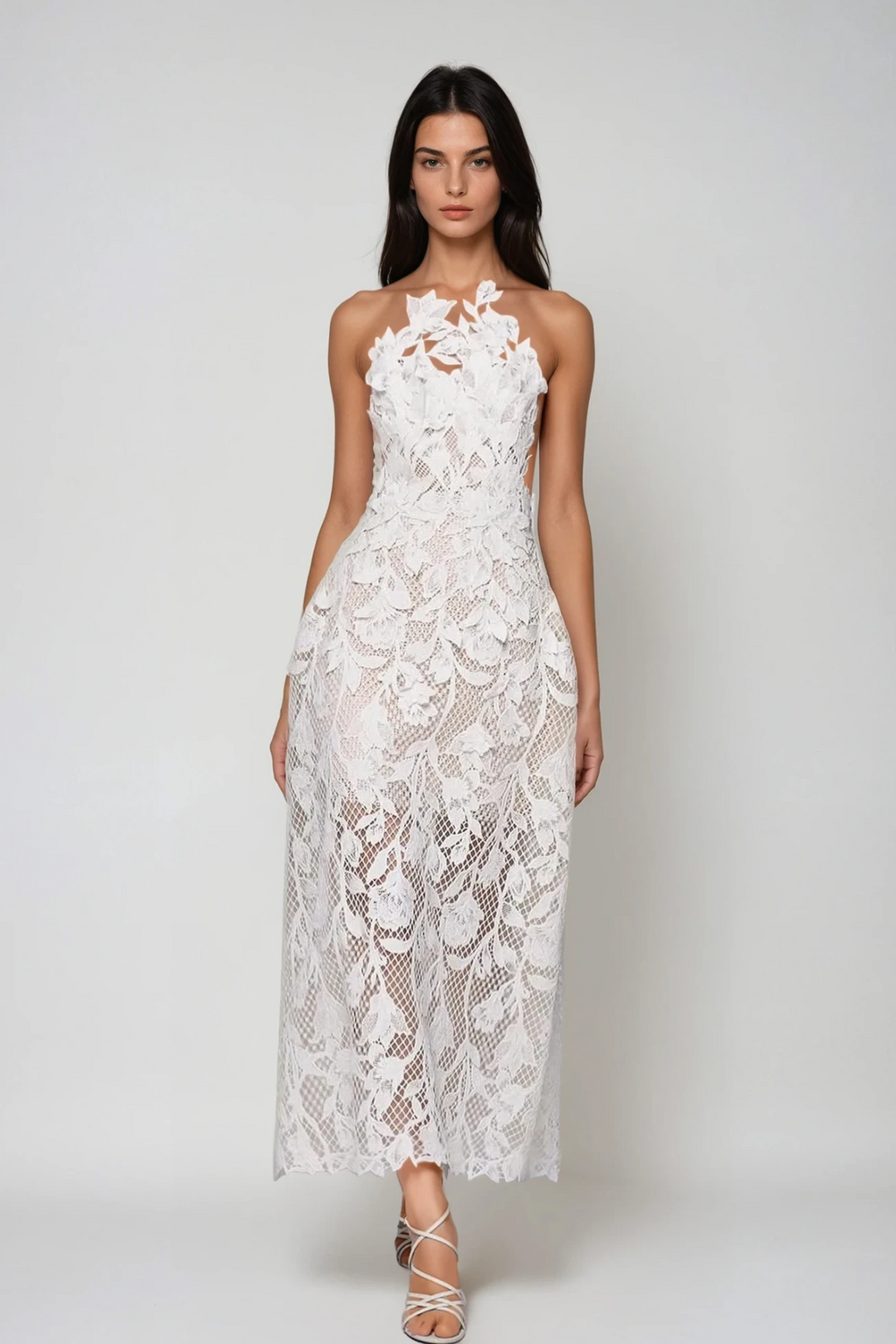 Bodie Lace Floral Maxi Dress