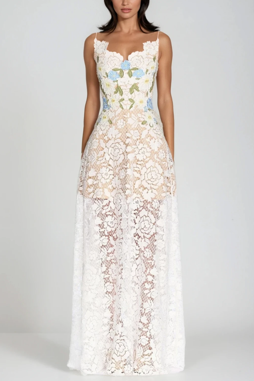 Bodie Lace Flower Maxi Dress