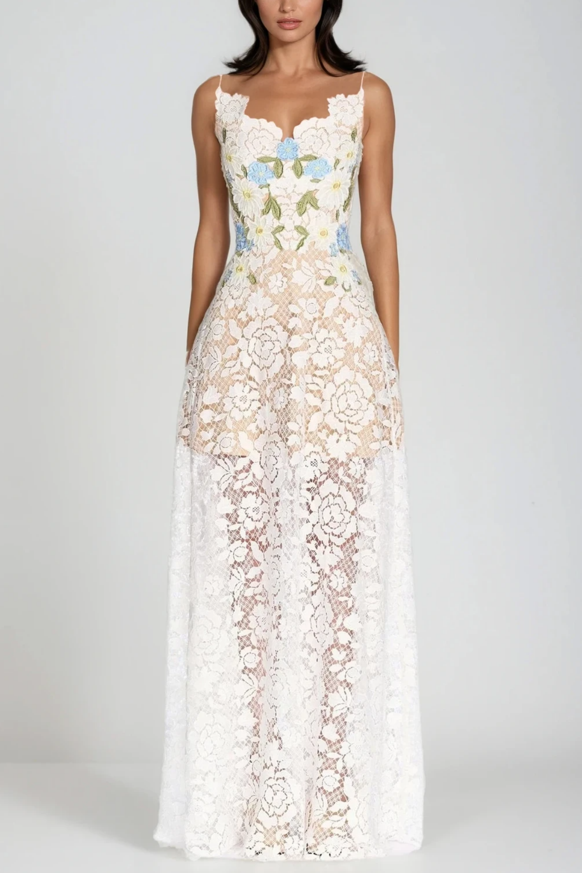 Bodie Lace Flower Maxi Dress