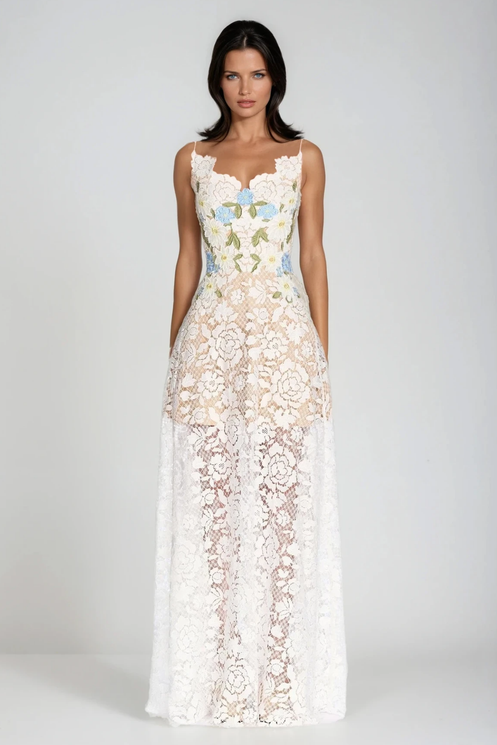 Bodie Lace Flower Maxi Dress