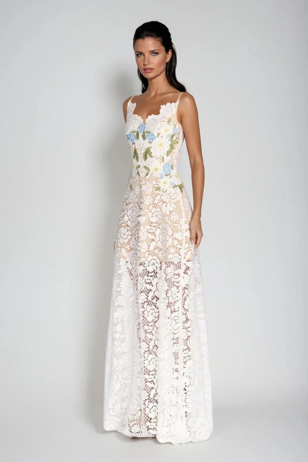 Bodie Lace Flower Maxi Dress