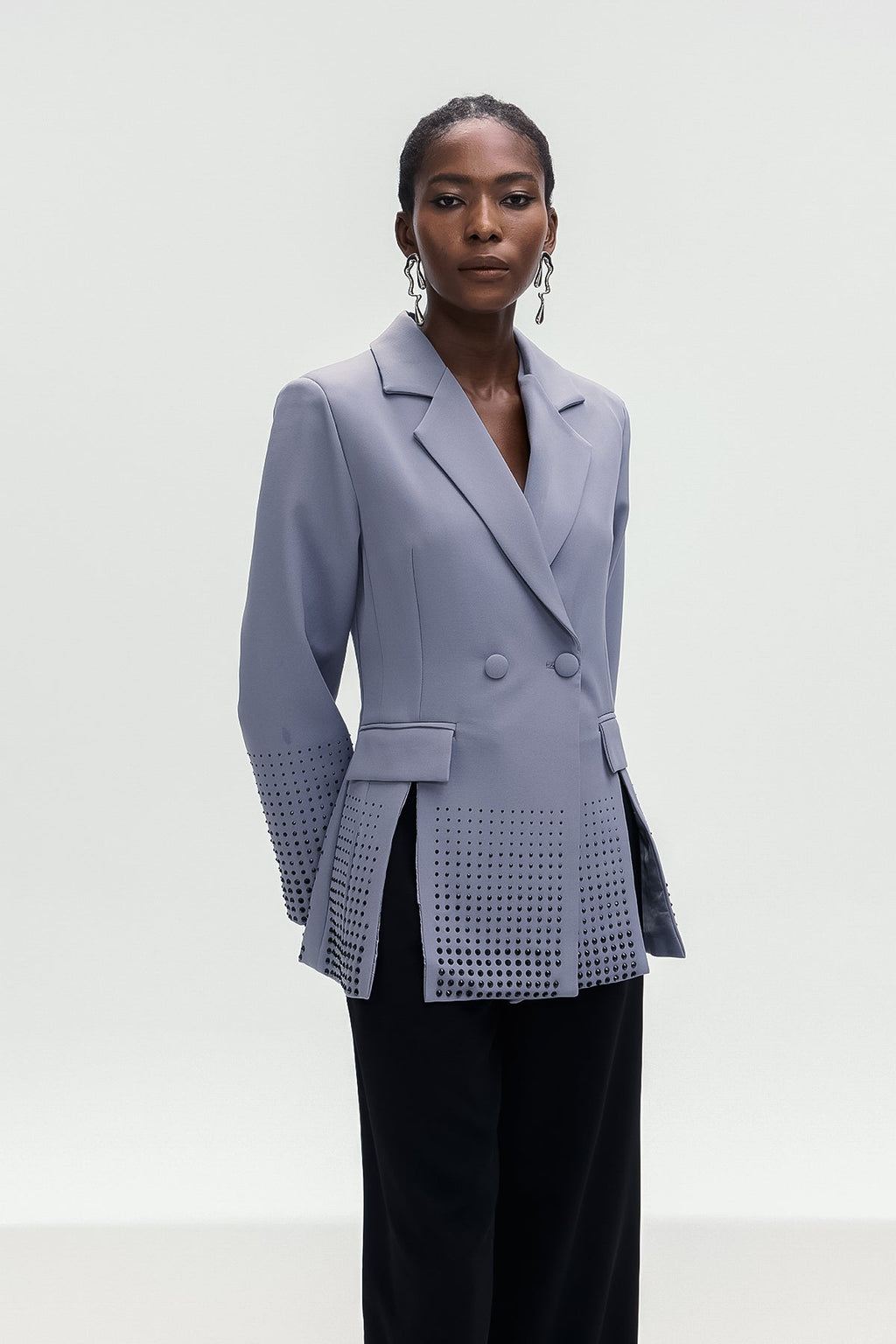 Bogomil Rhinestone Split Blazer In Grey