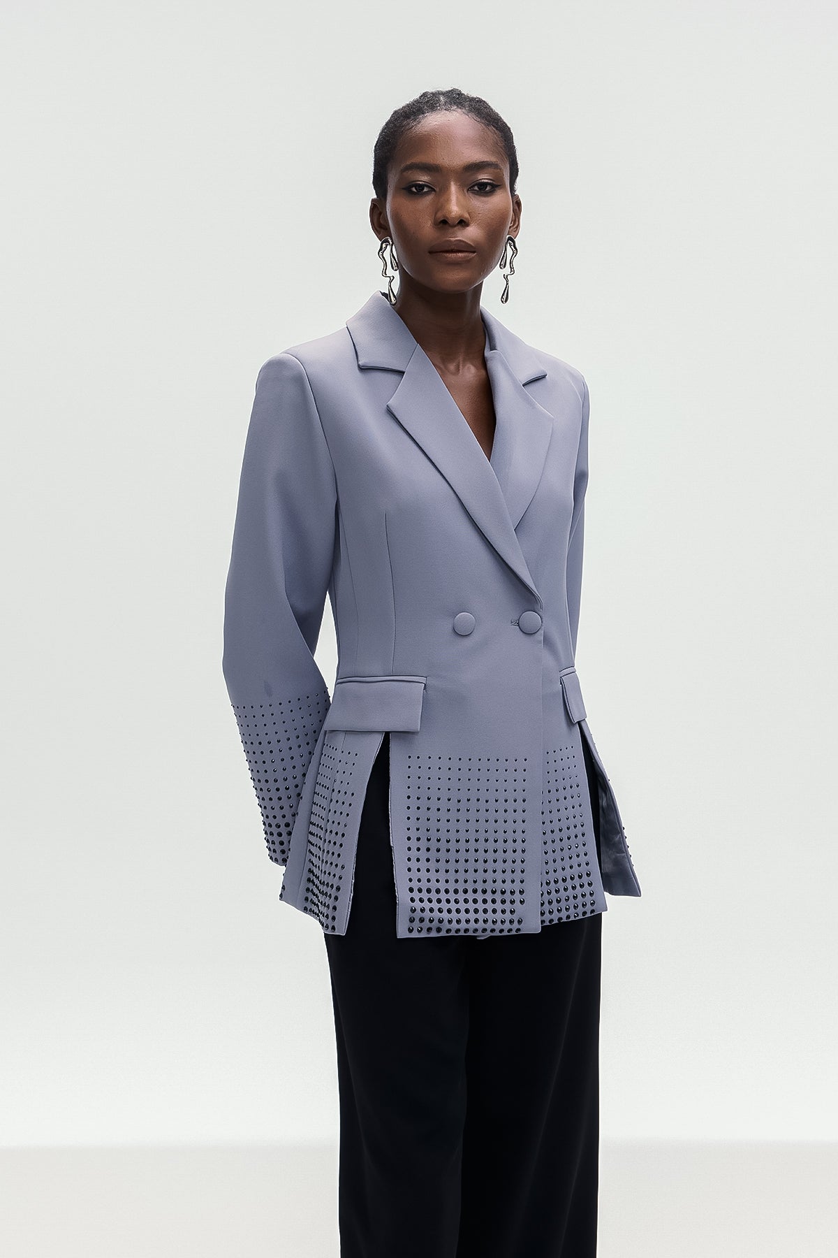 Bogomil Rhinestone Split Blazer In Grey