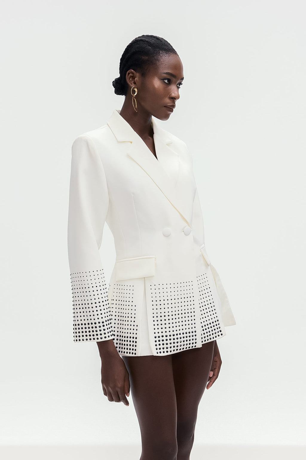 Bogomil Rhinestone Split Blazer In White