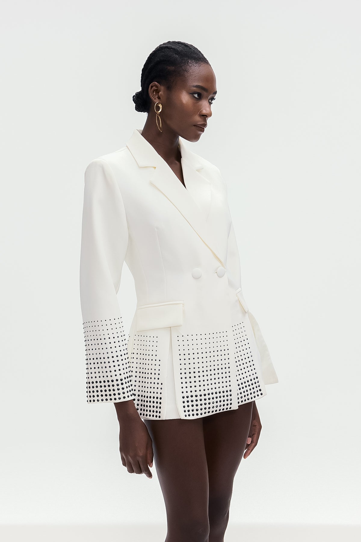 Bogomil Rhinestone Split Blazer In White