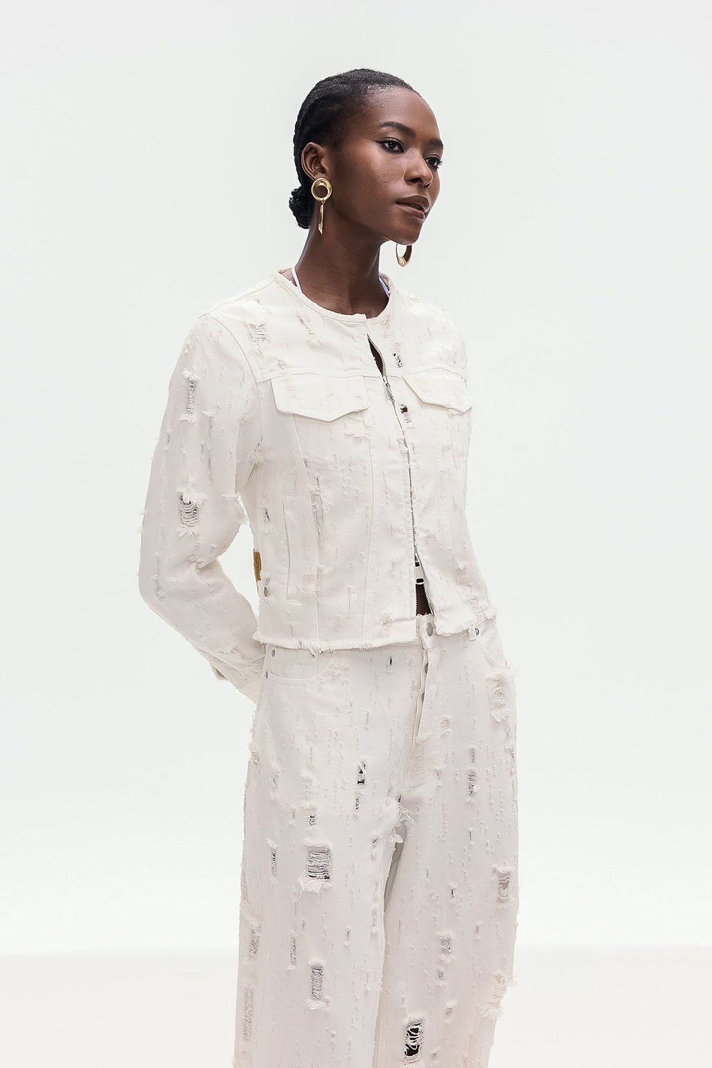 Bogusz Bleached Torn Denim Jacket