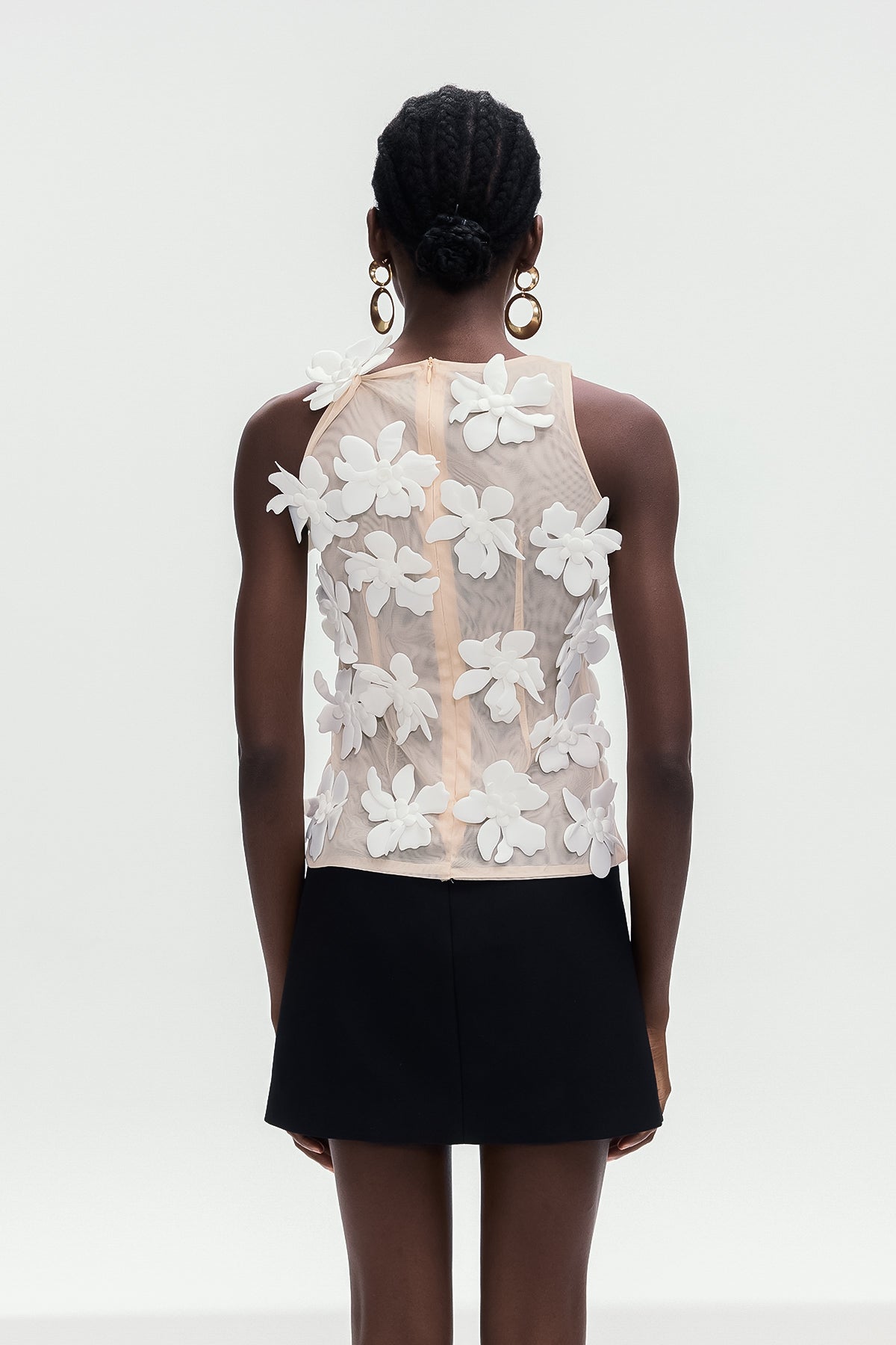 Bohdana Flower Sleeveless Top In White