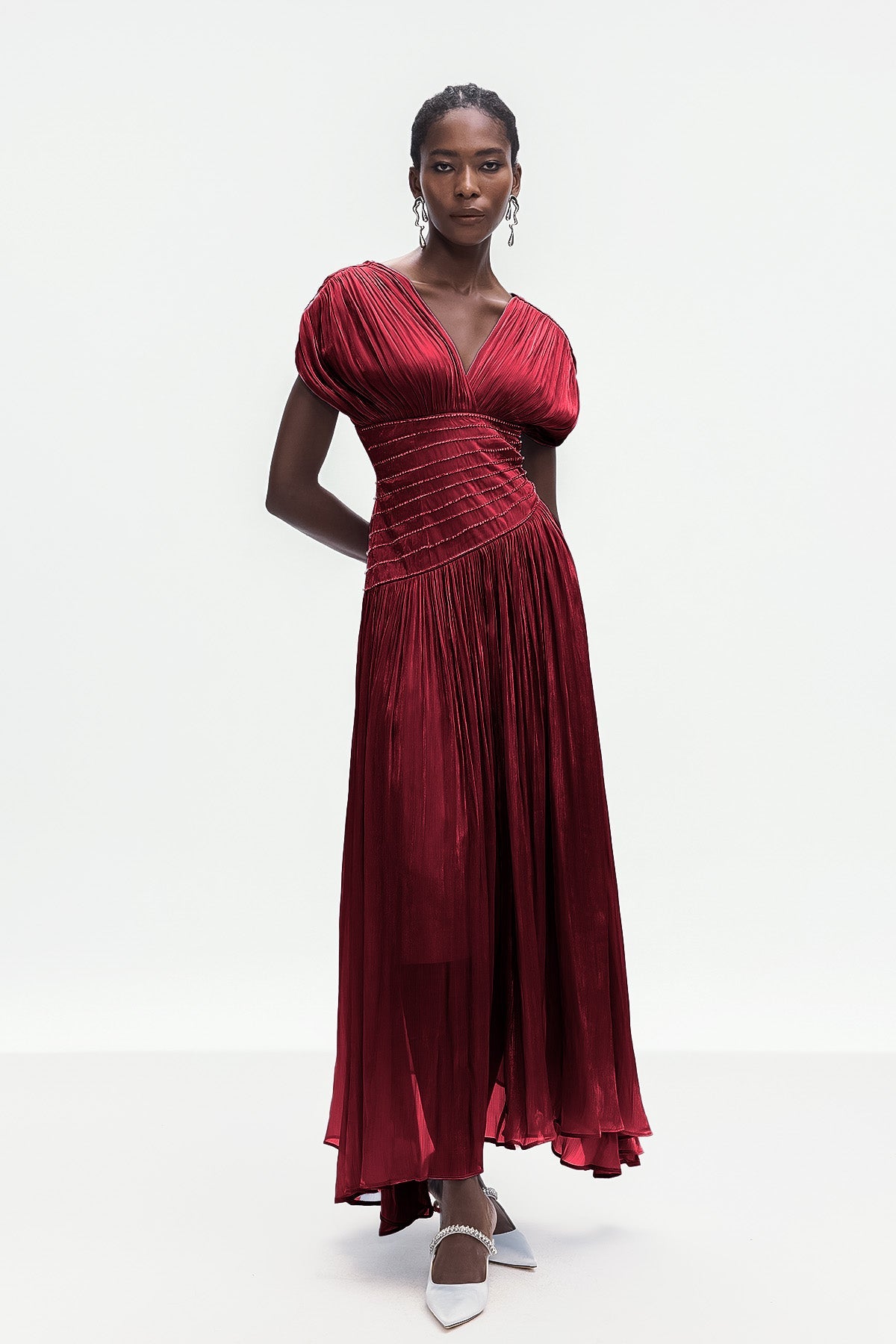 Bohumila Ruch Plunge Maxi Dress In Red