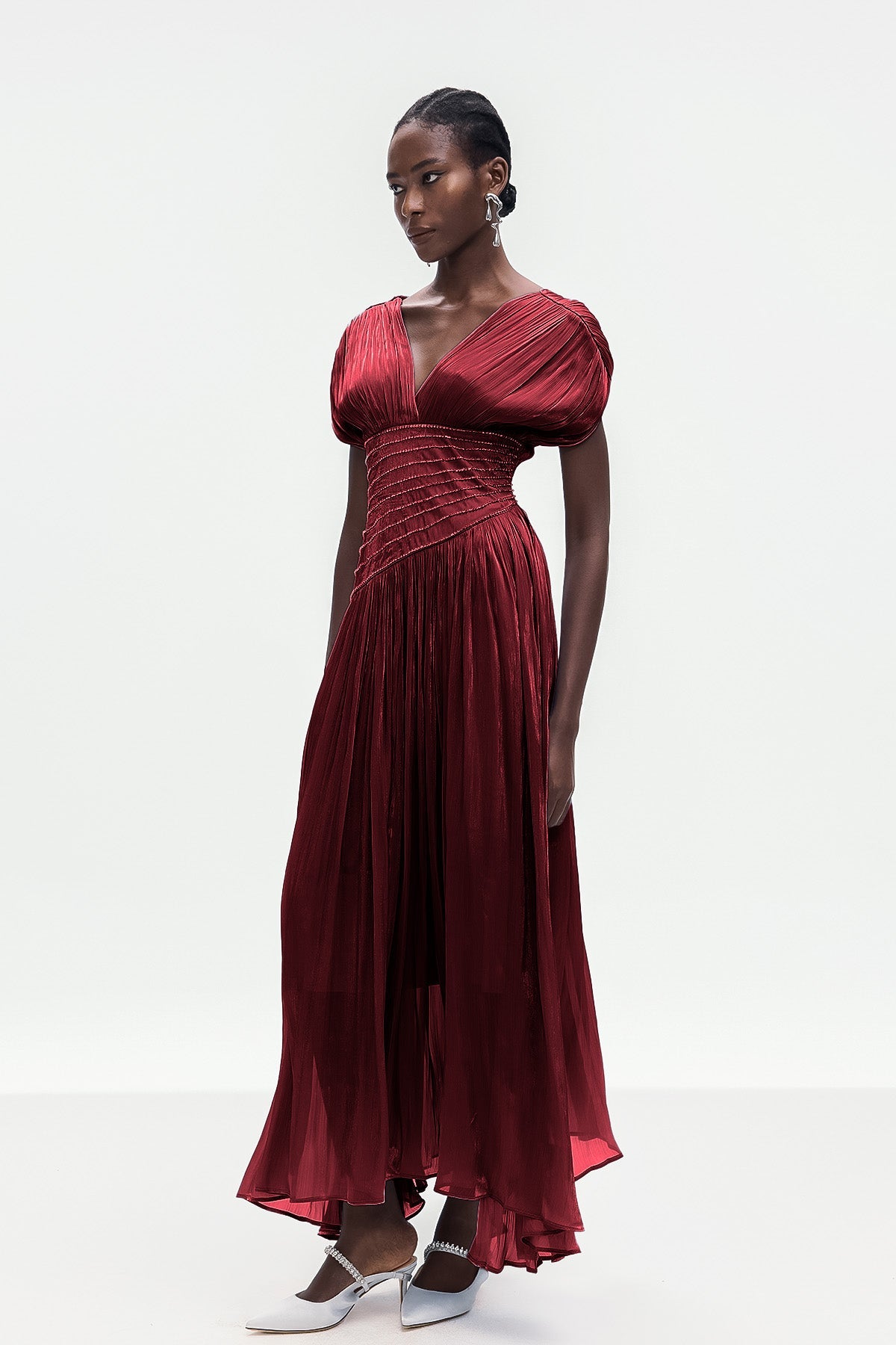 Bohumila Ruch Plunge Maxi Dress In Red