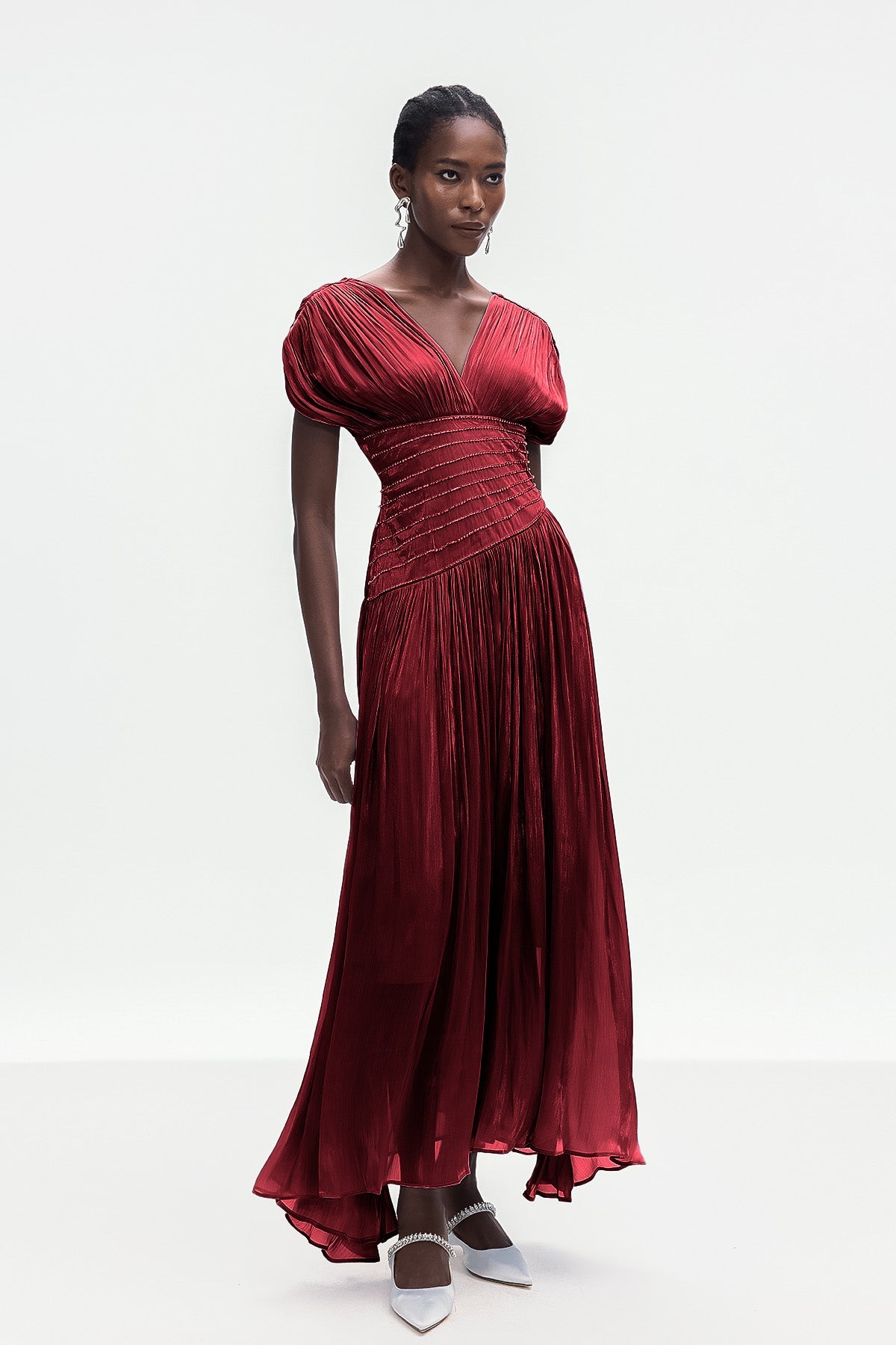 Bohumila Ruch Plunge Maxi Dress In Red