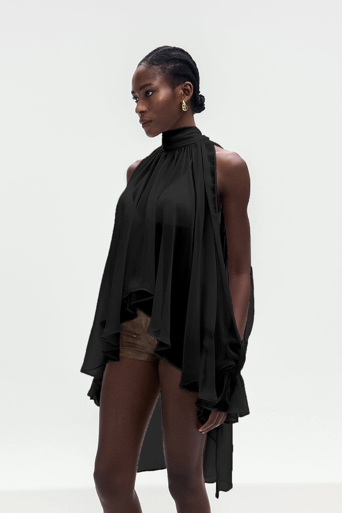 Bojidar Asymmetric Cutout Top In Black