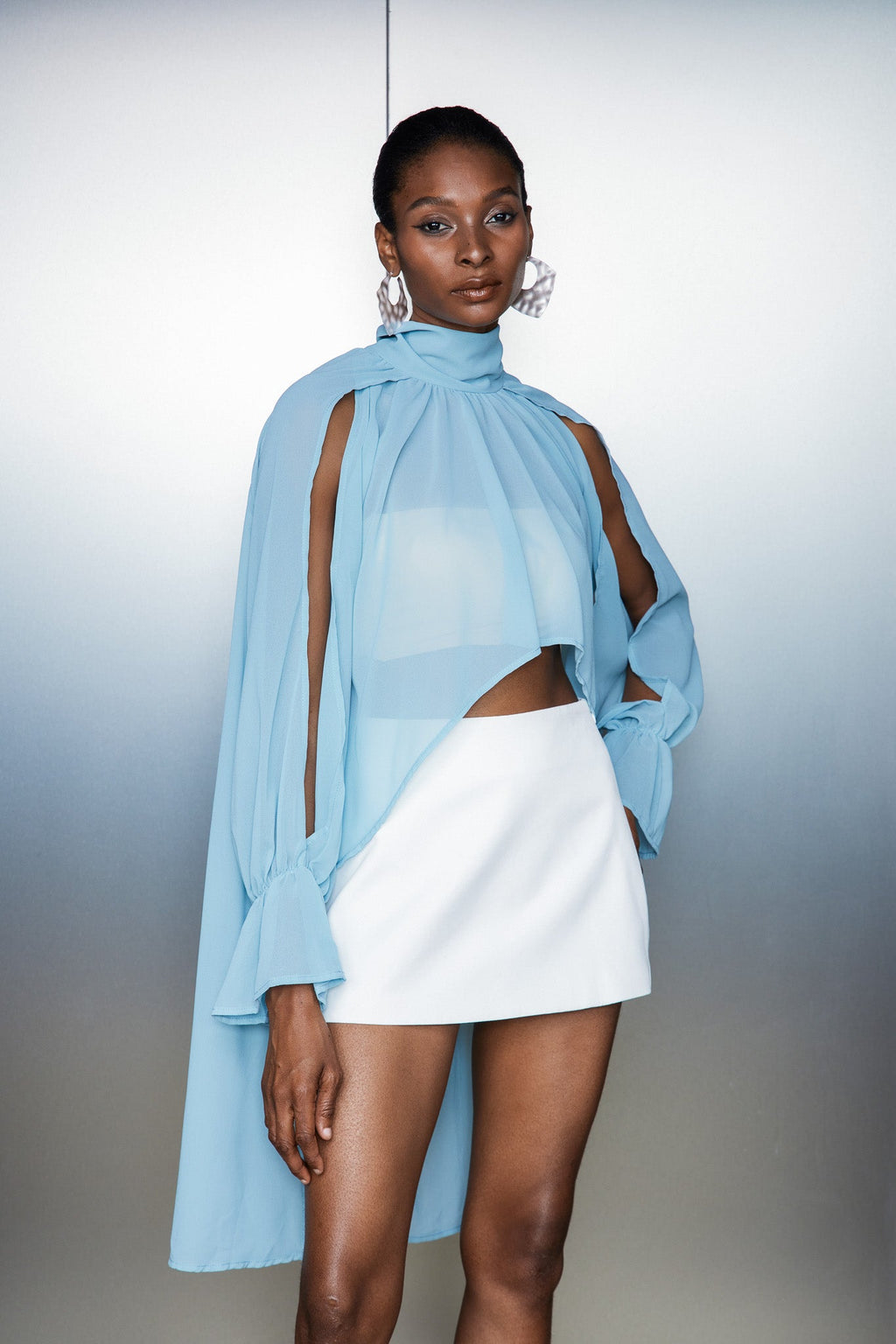 Bojidar Asymmetric Cutout Top In Blue