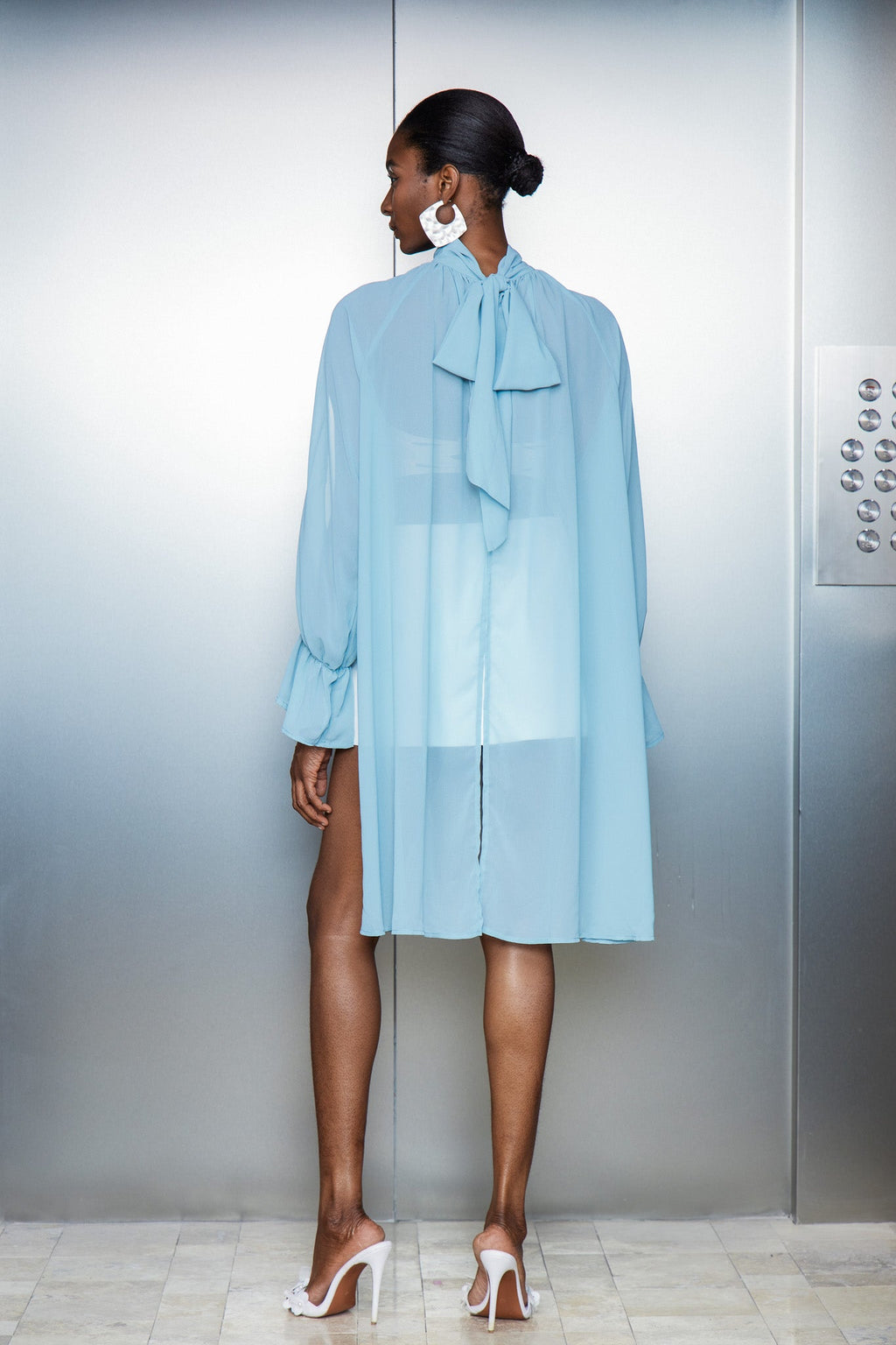 Bojidar Asymmetric Cutout Top In Blue