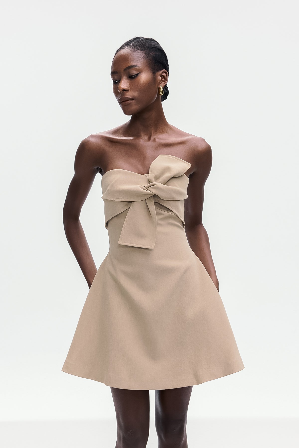 Bolanle Lace Up Strapless Mini Dress