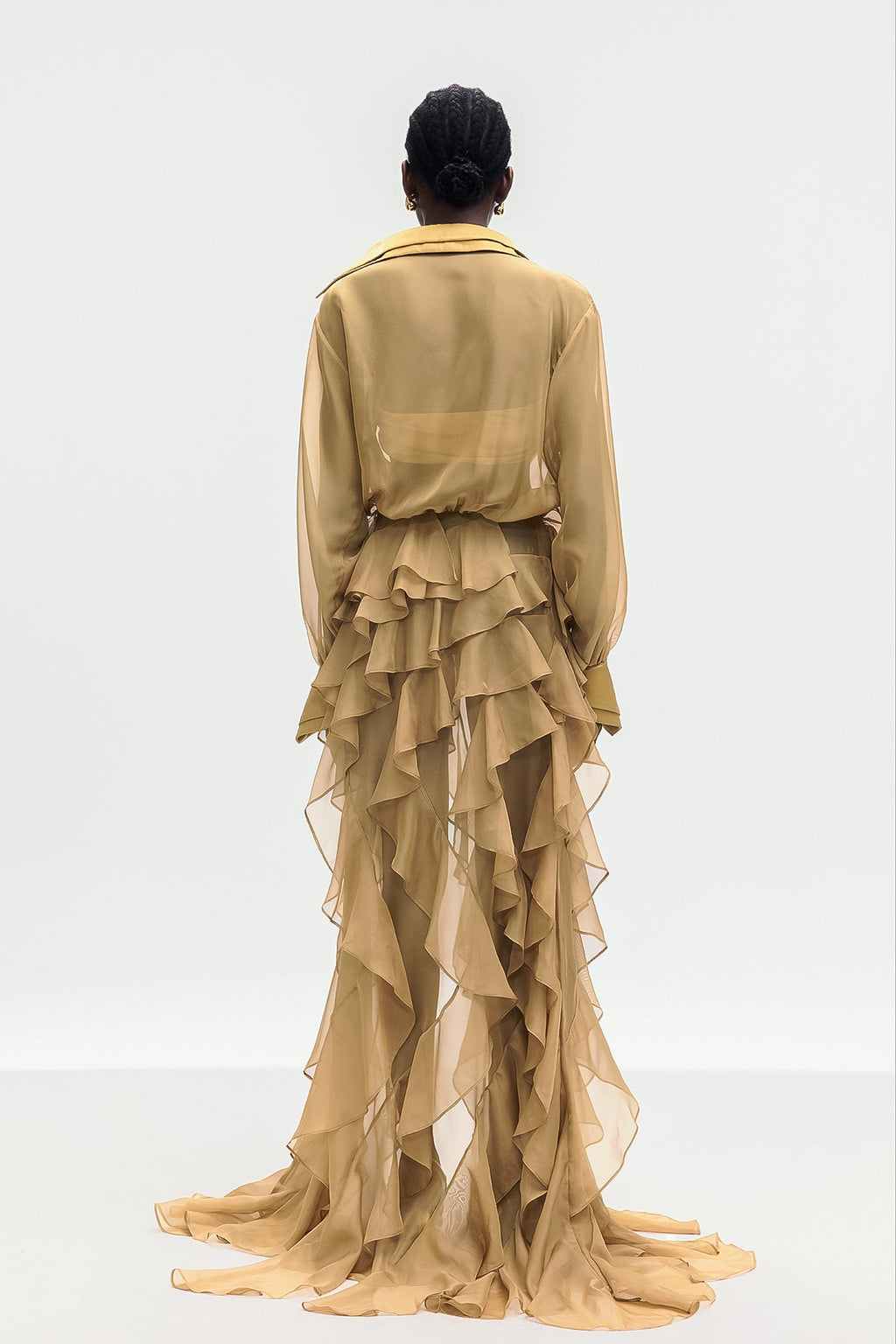 Bolat Ruffle Asymmetric Split Maxi Dress