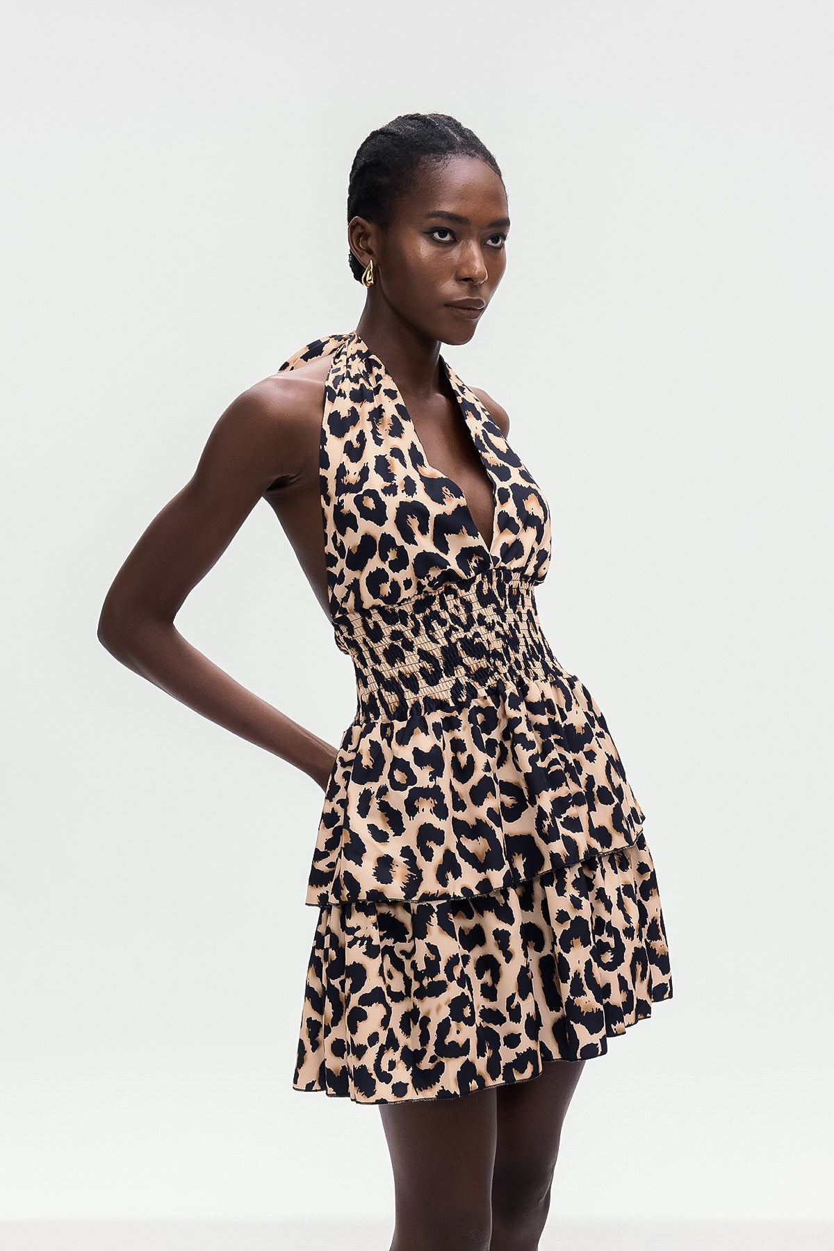 Bolek Leopard Ruffle Mini Dress