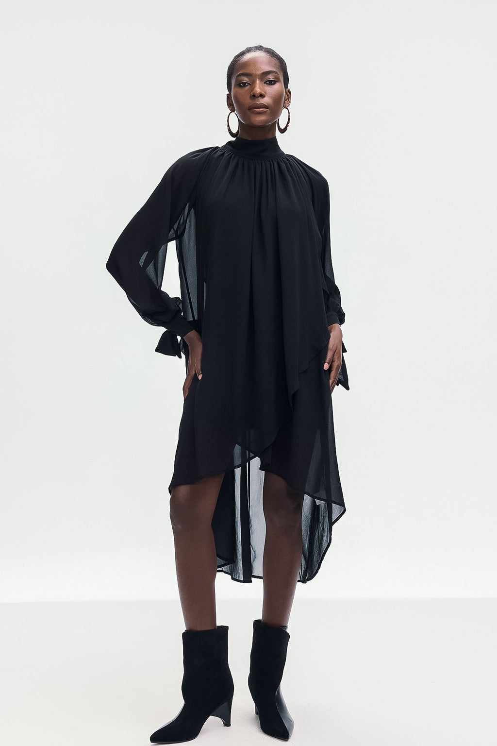 Bolormaa Lace Up Asymmetric Shirt In Black