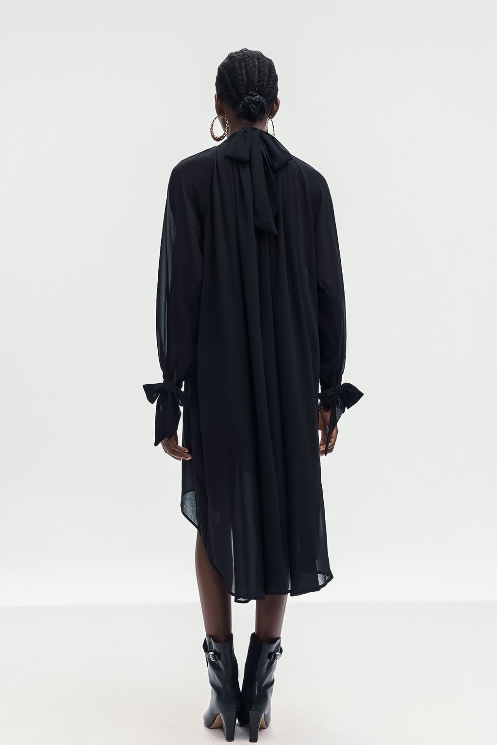 Bolormaa Lace Up Asymmetric Shirt In Black